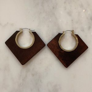 Wood and gold earrings.